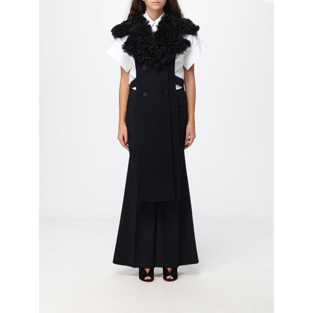 Fendi Women Fendi Long Double-Breasted Virgin Wool Vest With Fur Collar